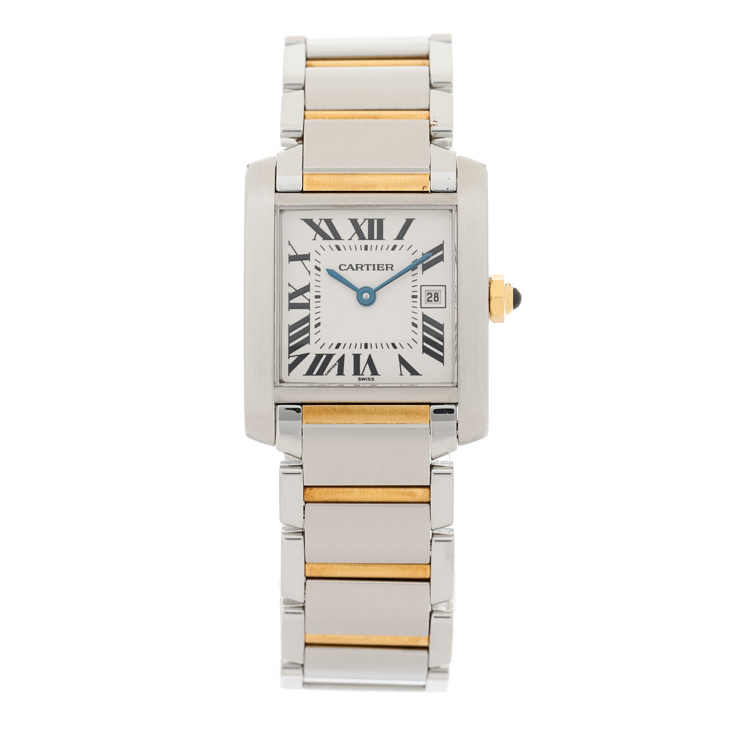 Stainless Steel 18K Yellow Gold 25mm Tank Francaise Quartz Watch