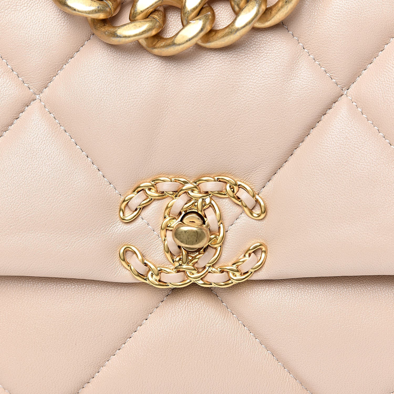 Chanel Goatskin Quilted Large 19 Flap Beige 9 of 10