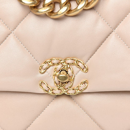 Chanel Goatskin Quilted Large 19 Flap Beige 9 of 10