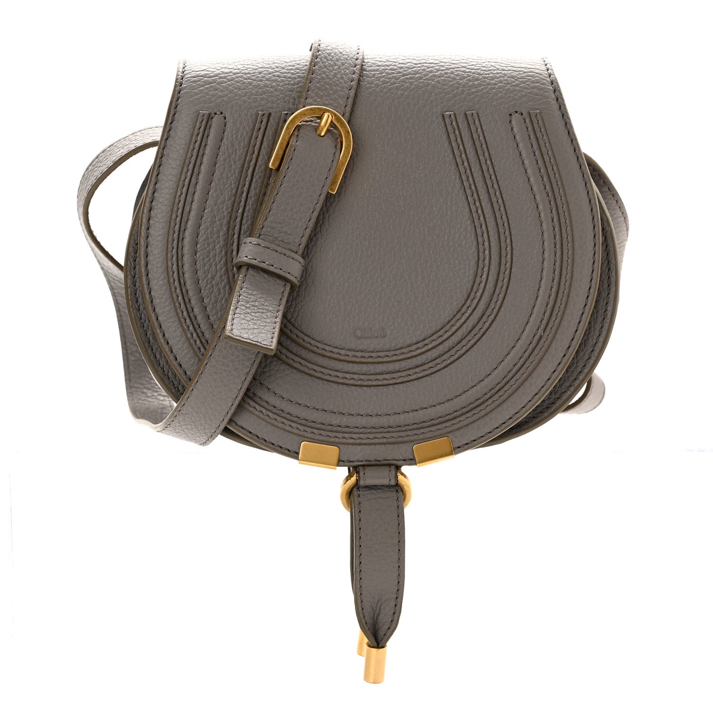 Calfskin Mini Marcie Round Crossbody Bag Cashmere Grey
