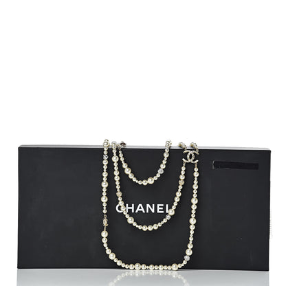Chanel Graduated Pearl Crystal CC Multi Strand Necklace Gold 6 of 6