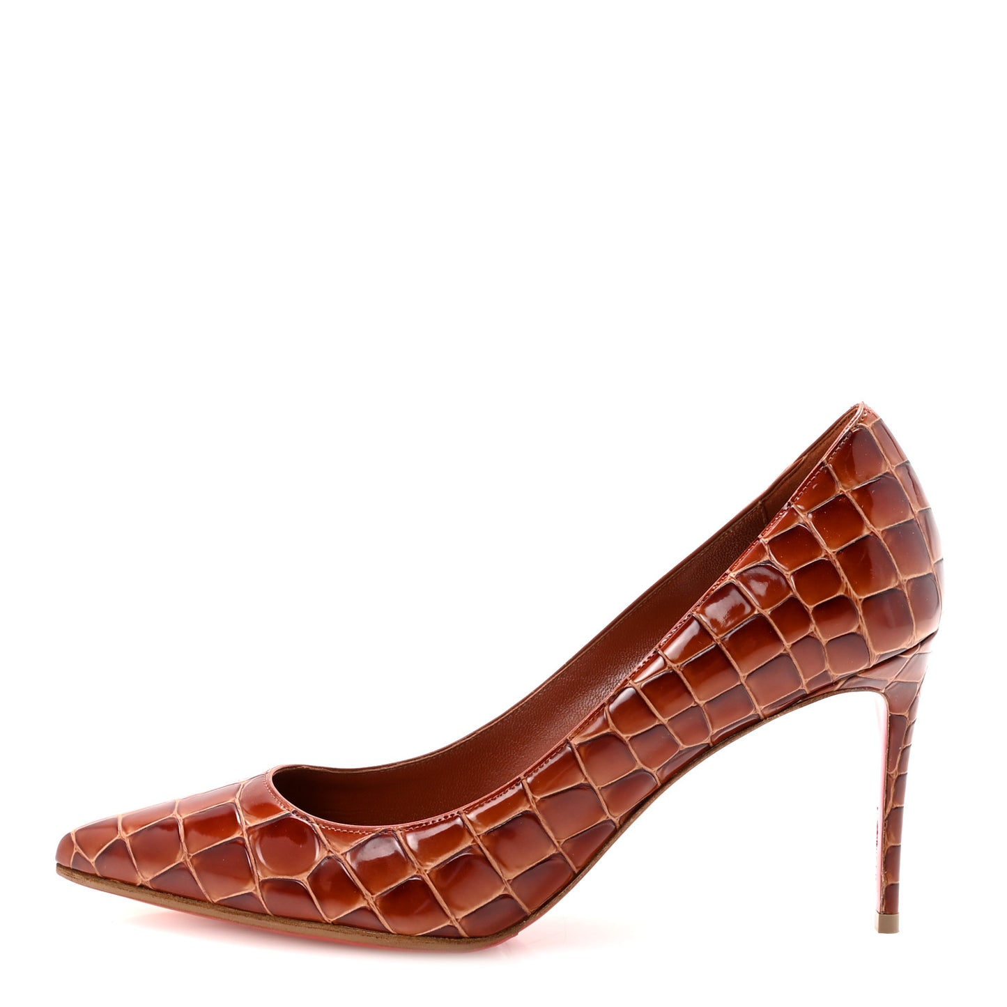 Calfskin Crocodile Embossed Kate 85 Pumps 38 Acajou