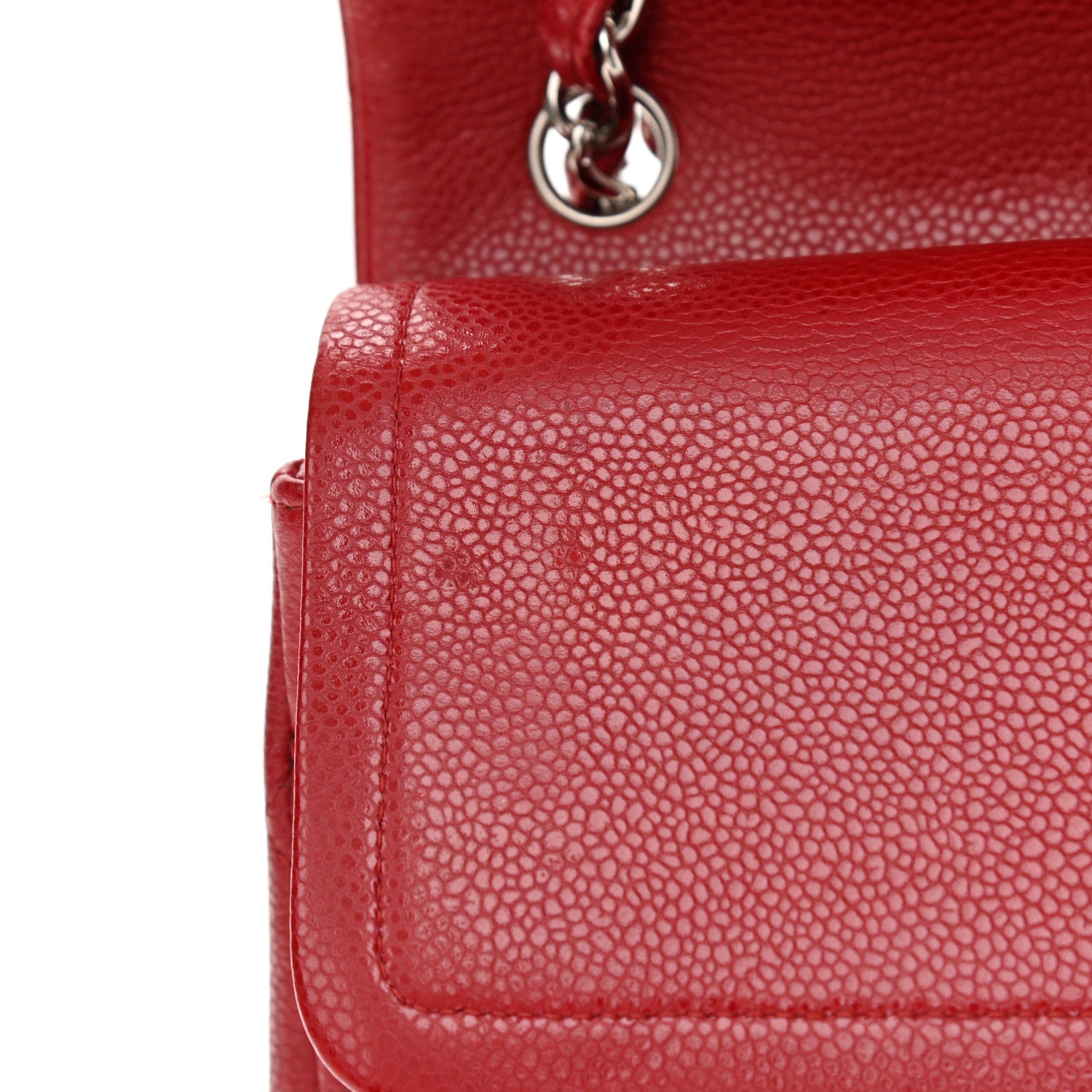 Chanel Caviar Quilted Jumbo Double Flap Red 11 of 11
