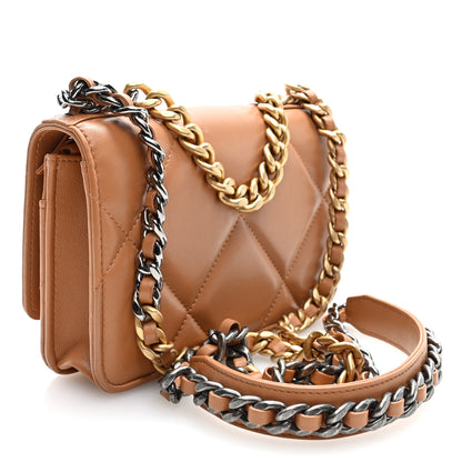 Chanel Lambskin Quilted Chanel 19 Wallet On Chain WOC Brown 3 of 10