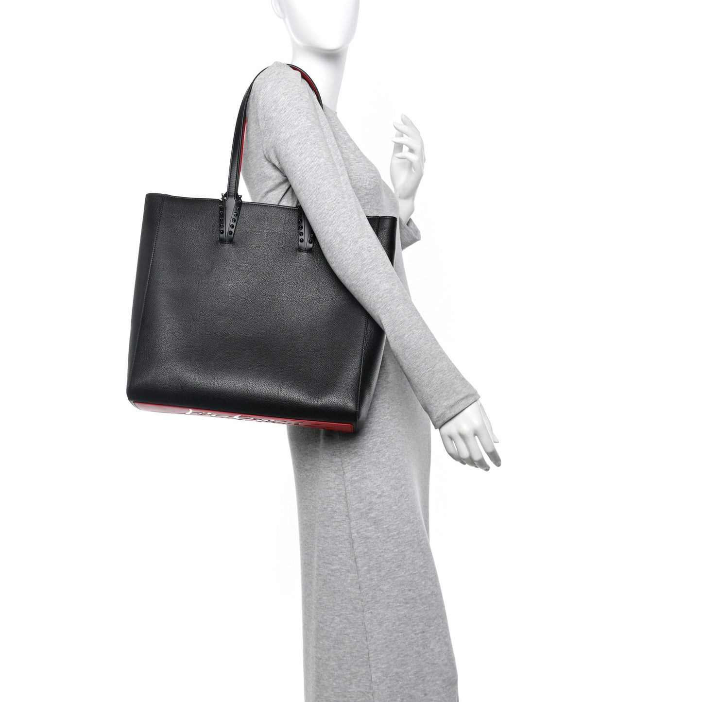 Calfskin Empire Spikes North South Cabata Tote Black