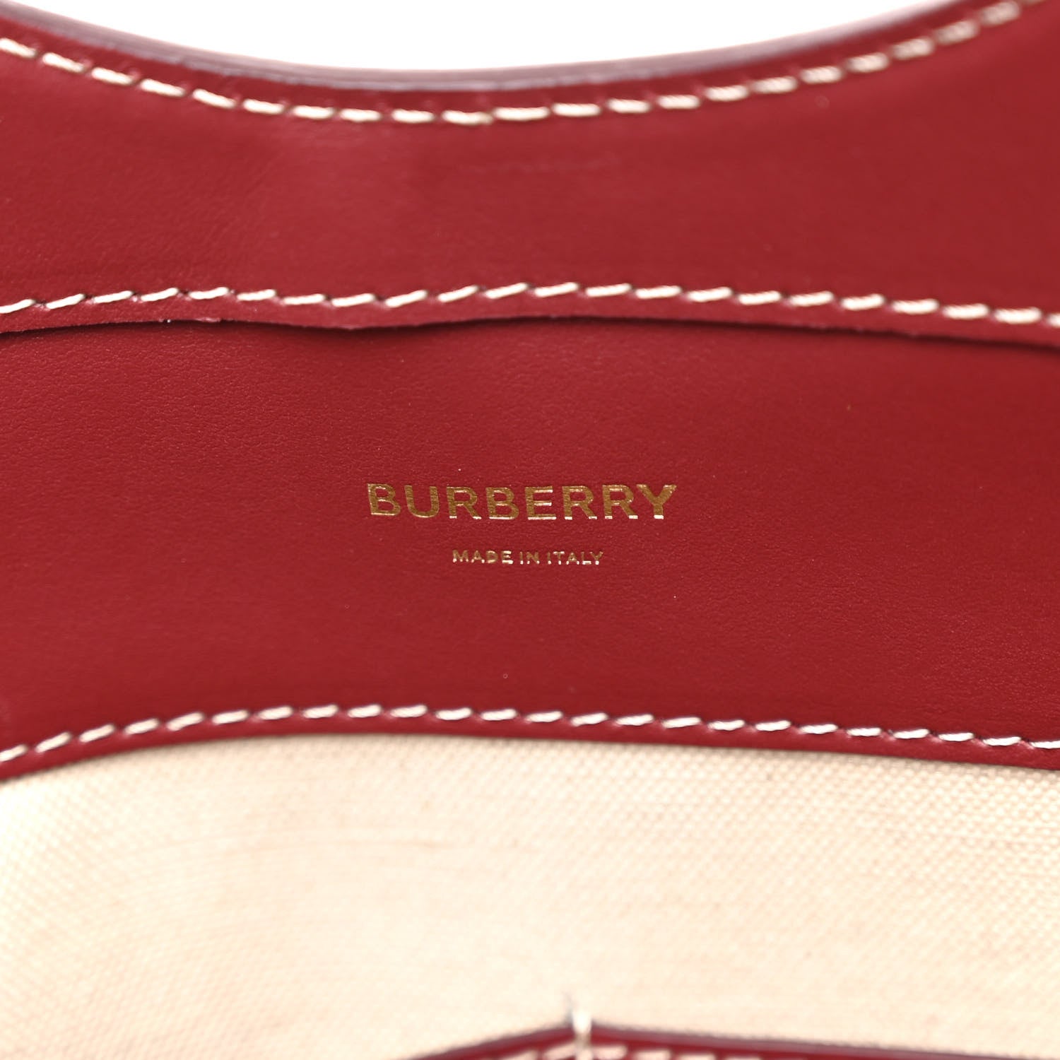 Burberry Canvas Smooth Calfskin Two Tone Medium Pocket Bag Natural Garnet Geranium 6 of 10