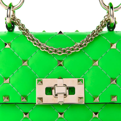 Valentino Garavani Calfskin Micro Rockstud Spike Shoulder Bag Fluo Green 9 of 9