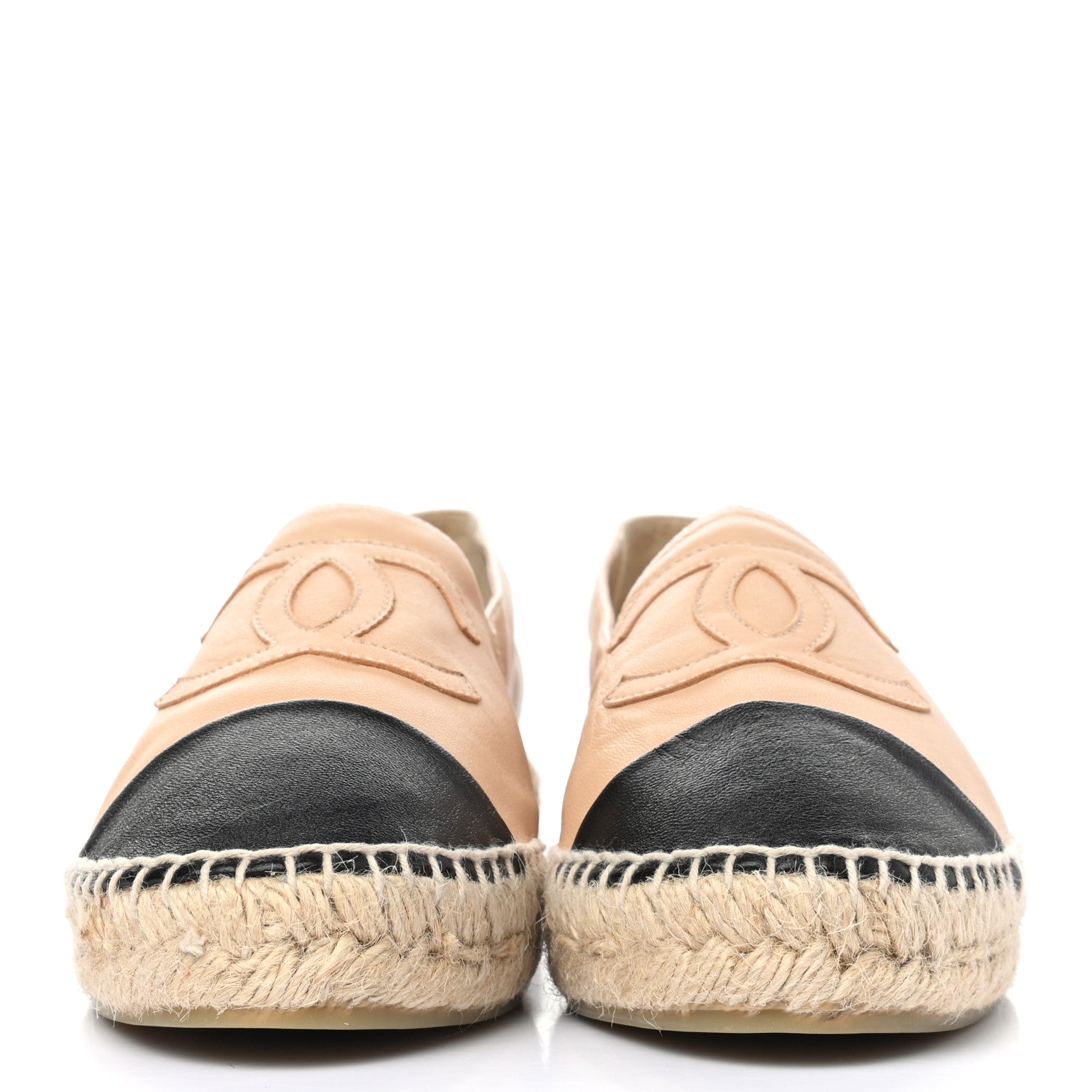 Chanel Lambskin CC Espadrilles 39 Beige Black 2 of 10