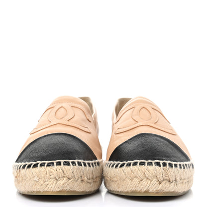 Chanel Lambskin CC Espadrilles 39 Beige Black 2 of 10