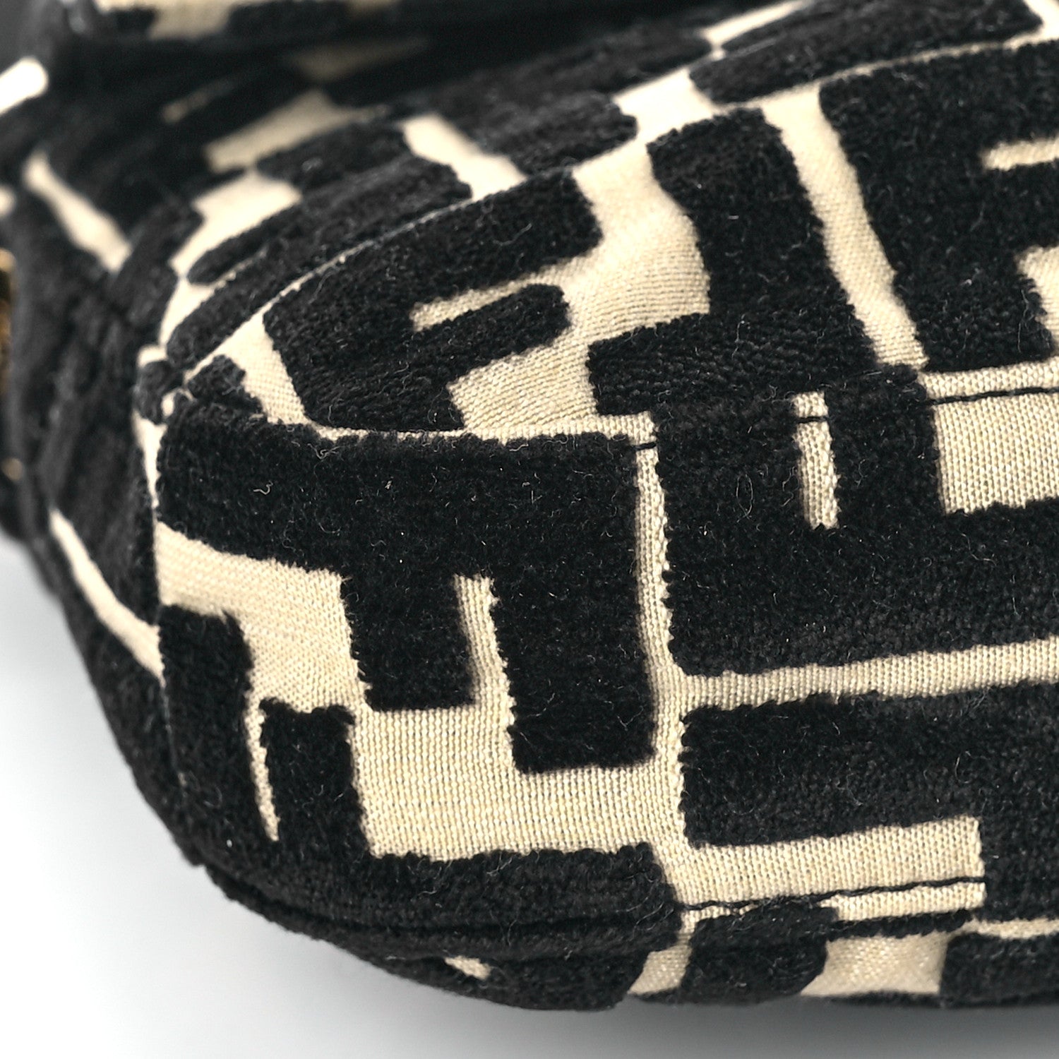 Fendi Fabric Snakeskin FF Baguette Black White 8 of 11