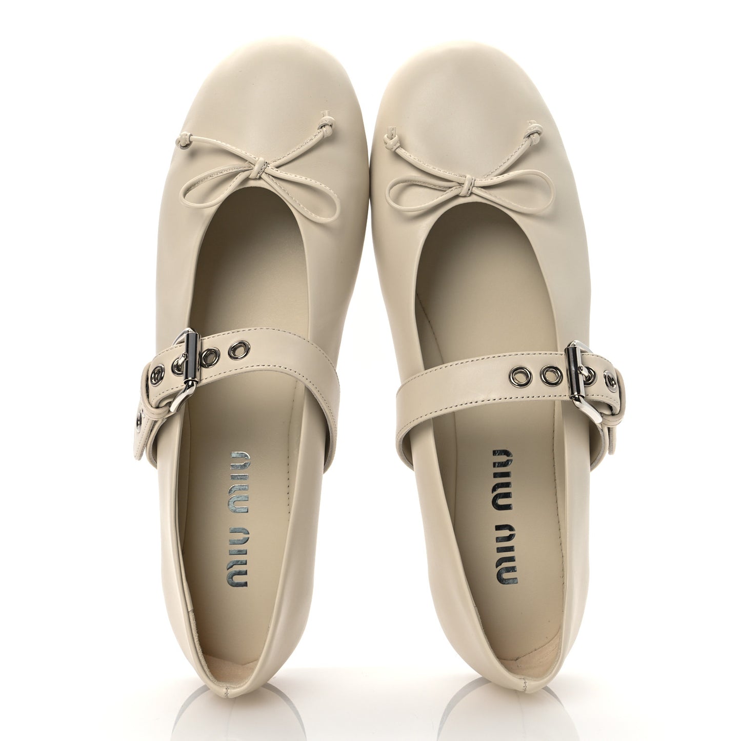 Calfskin Mary Jane Ballerina Flats 36.5 Ivory