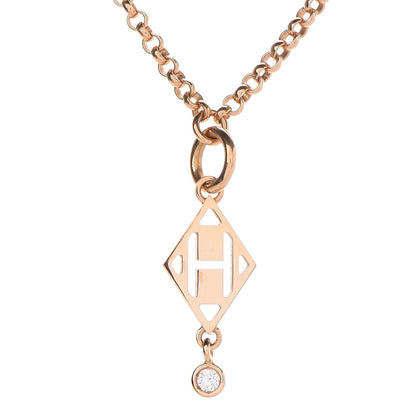 Hermes 18K Rose Gold Diamond Gambade Pendant Necklace 4 of 6