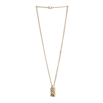 Chanel Crystal Dog Tag Charm Necklace Gold 3 of 5