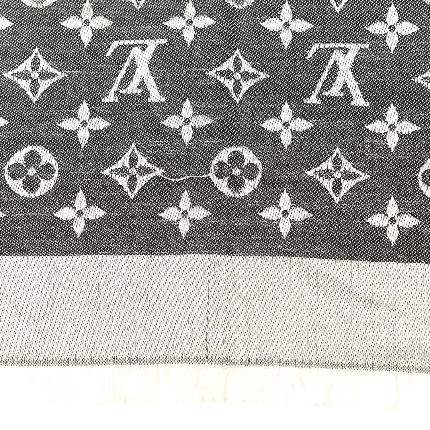 Louis Vuitton Silk Wool Monogram Denim Shawl Black 3 of 5