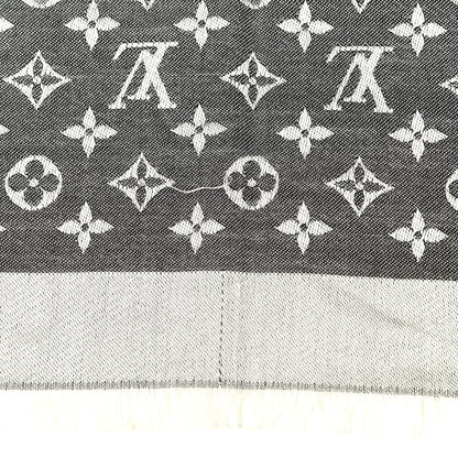 Louis Vuitton Silk Wool Monogram Denim Shawl Black 3 of 5