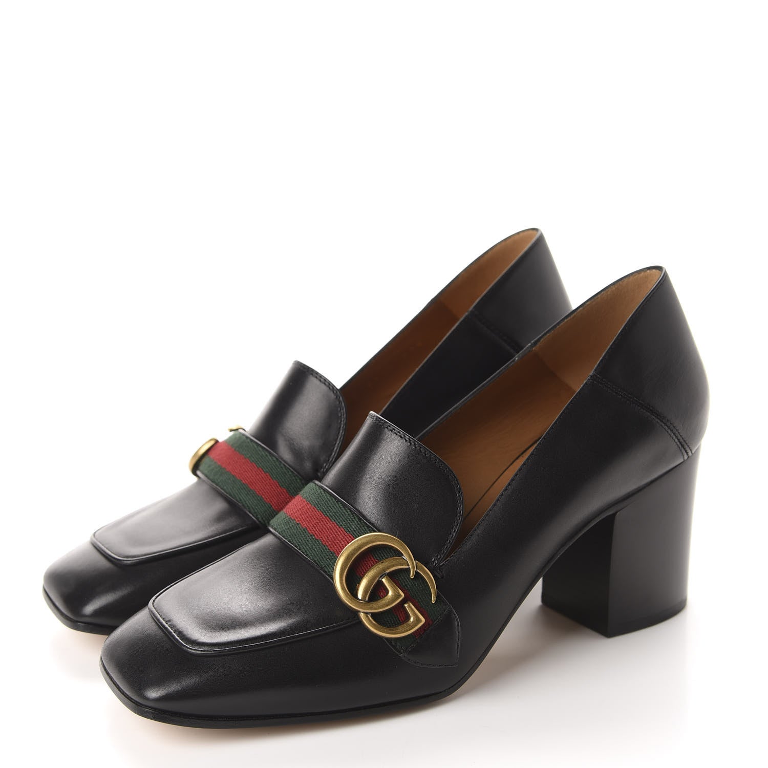 Gucci Calfskin Web Peyton Loafer Pumps 39.5 Black 3 of 10