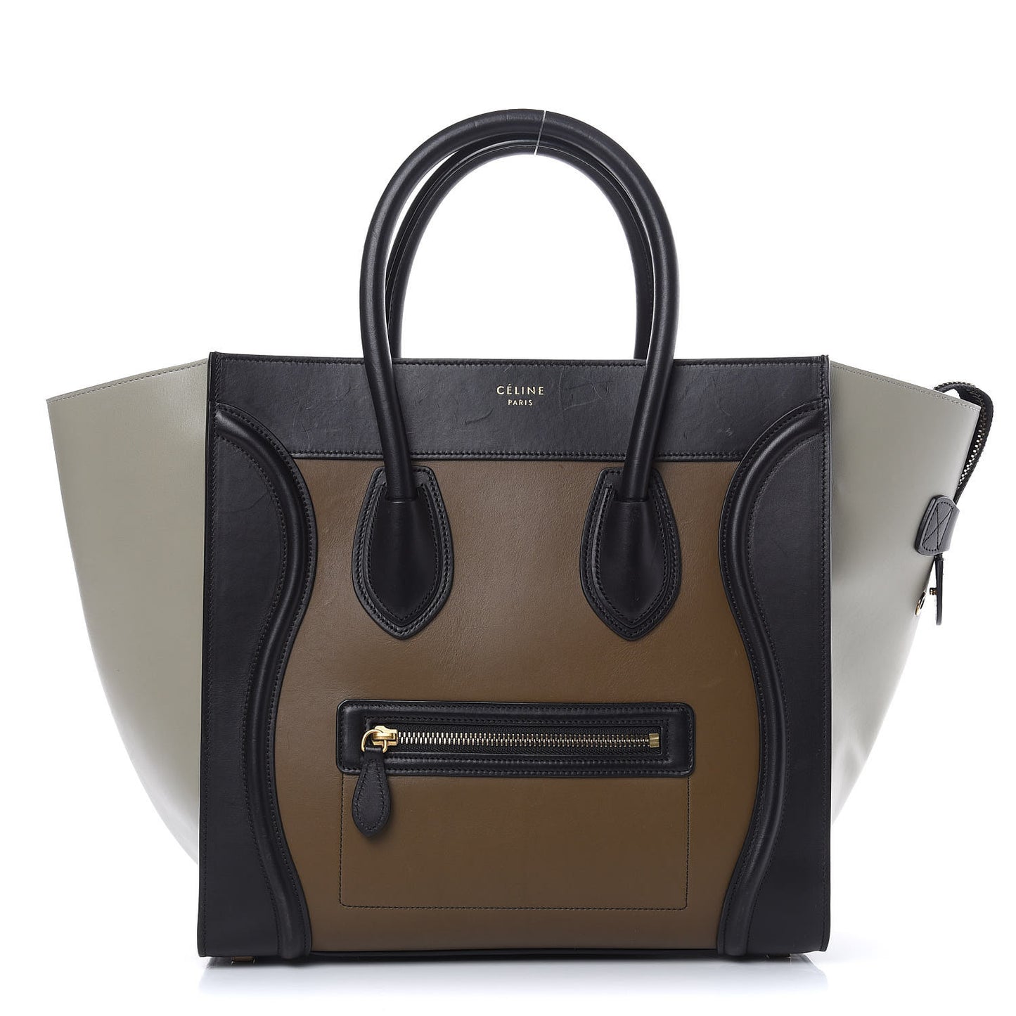 Satin Calfskin Mini Tri-Color Luggage Dark Grey