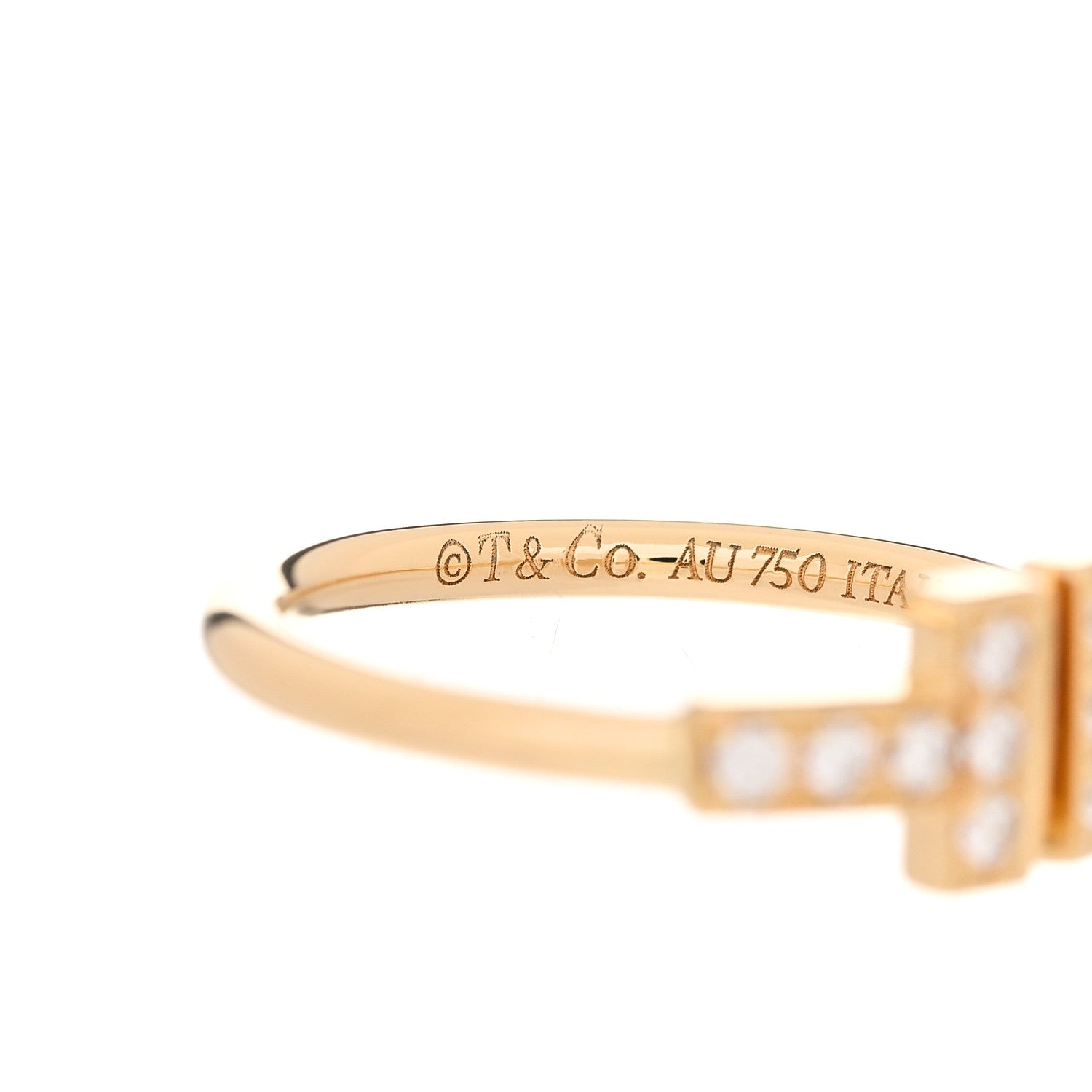 Tiffany 18K Yellow Gold Diamond T Wire Ring 47 4 4 of 6
