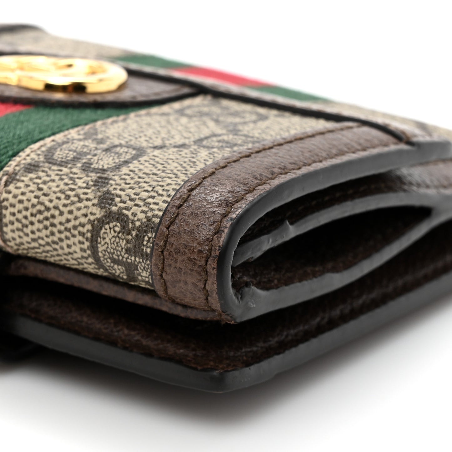 GG Supreme Monogram Web Ophidia French Flap Wallet Beige New Acero