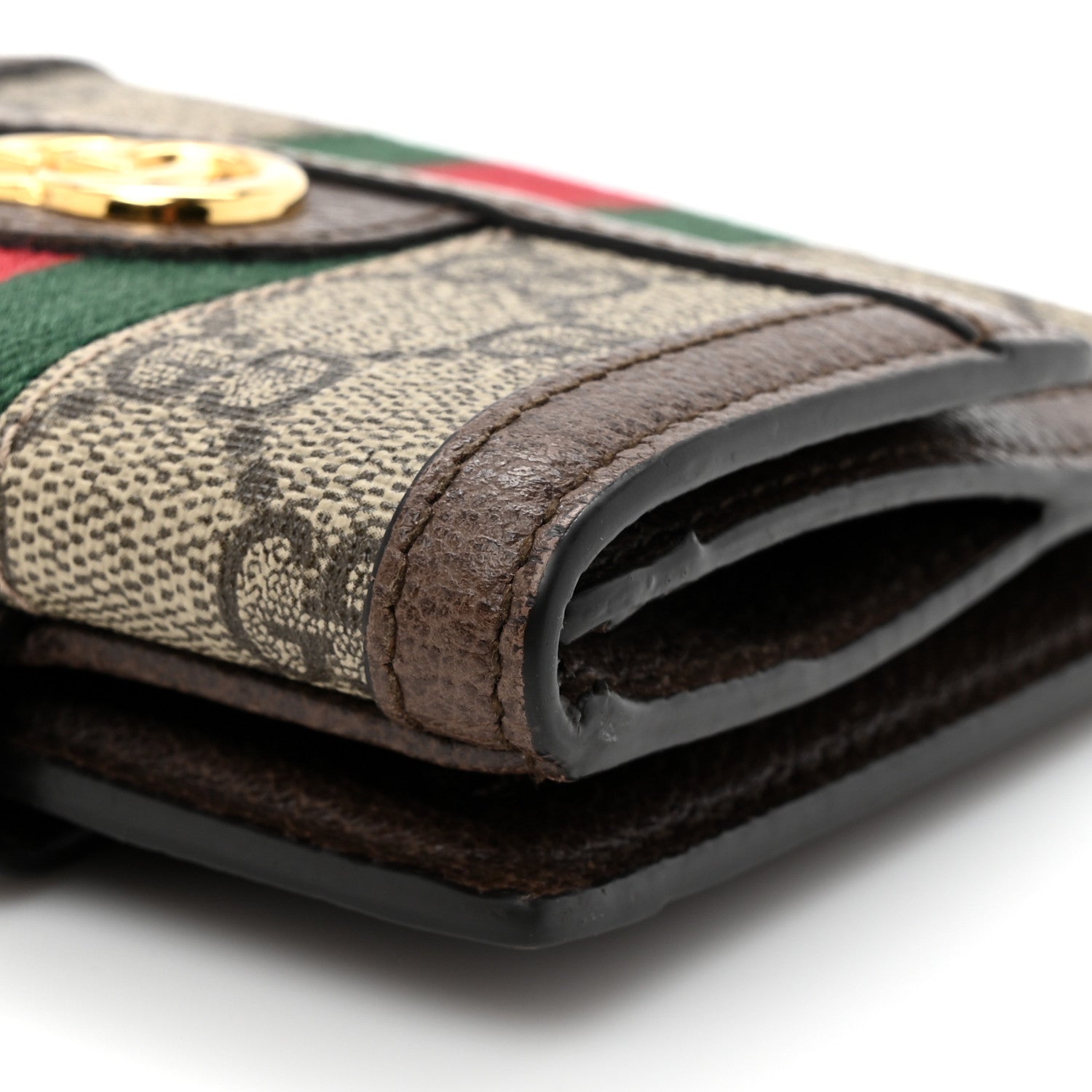 Gucci GG Supreme Monogram Web Ophidia French Flap Wallet Beige New Acero 10 of 11