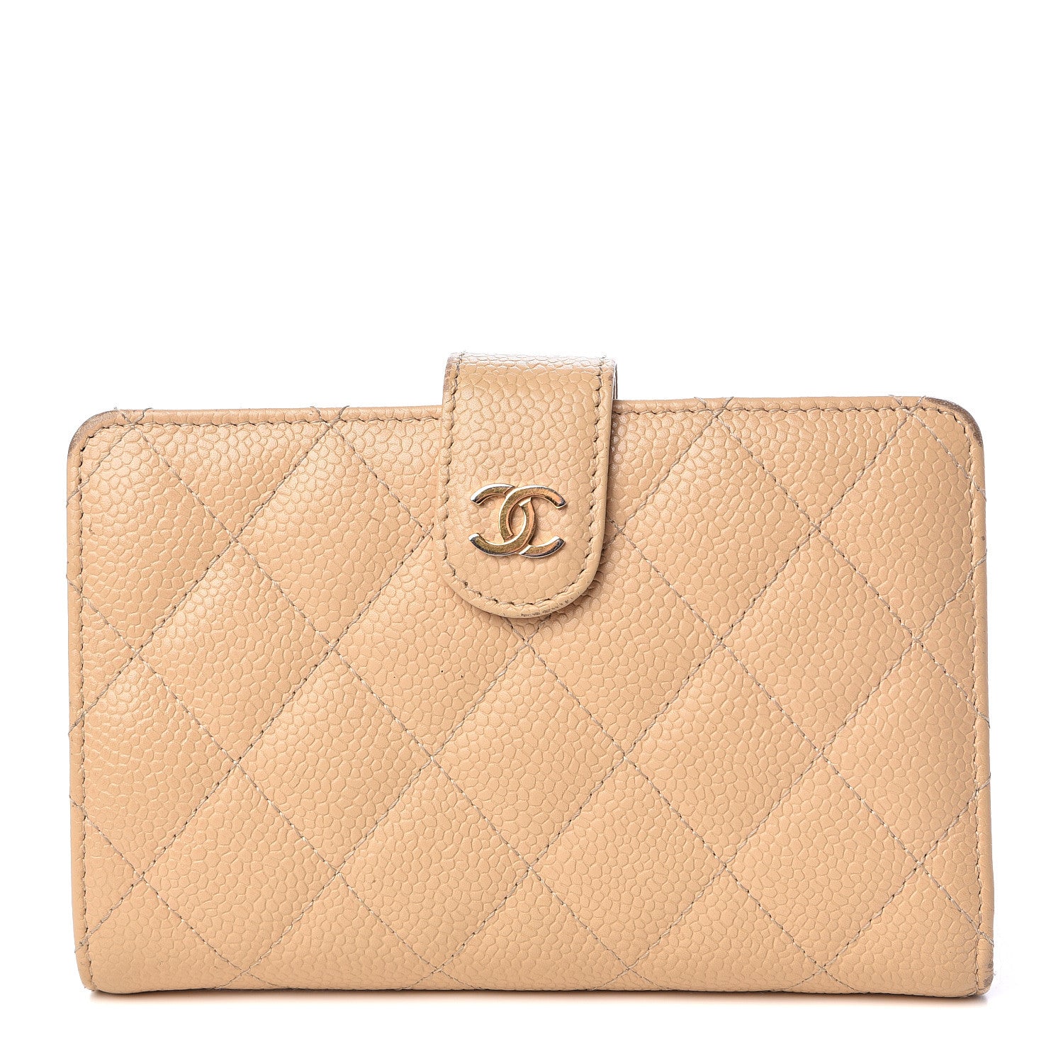 Chanel Caviar Quilted Zipped Pocket Wallet Beige 1 of 21