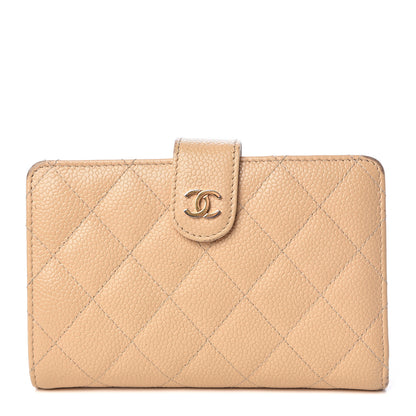 Chanel Caviar Quilted Zipped Pocket Wallet Beige 1 of 21