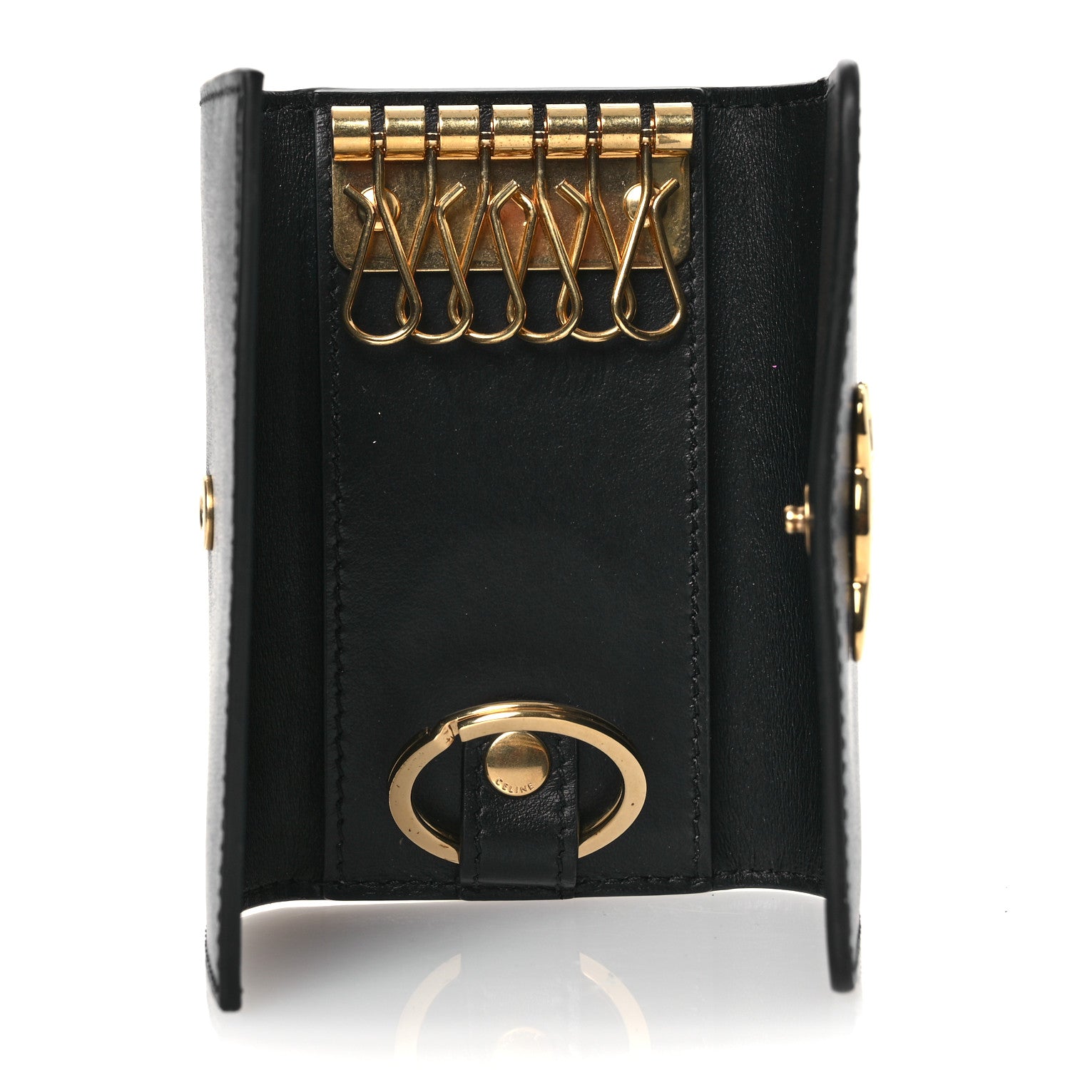 Celine Shiny Calfskin Triomphe Key Case Black 5 of 11