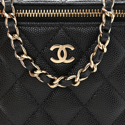 Chanel Caviar Quilted Small Vertical Coco Beauty Vanity Case With Chain Black 8 of 11