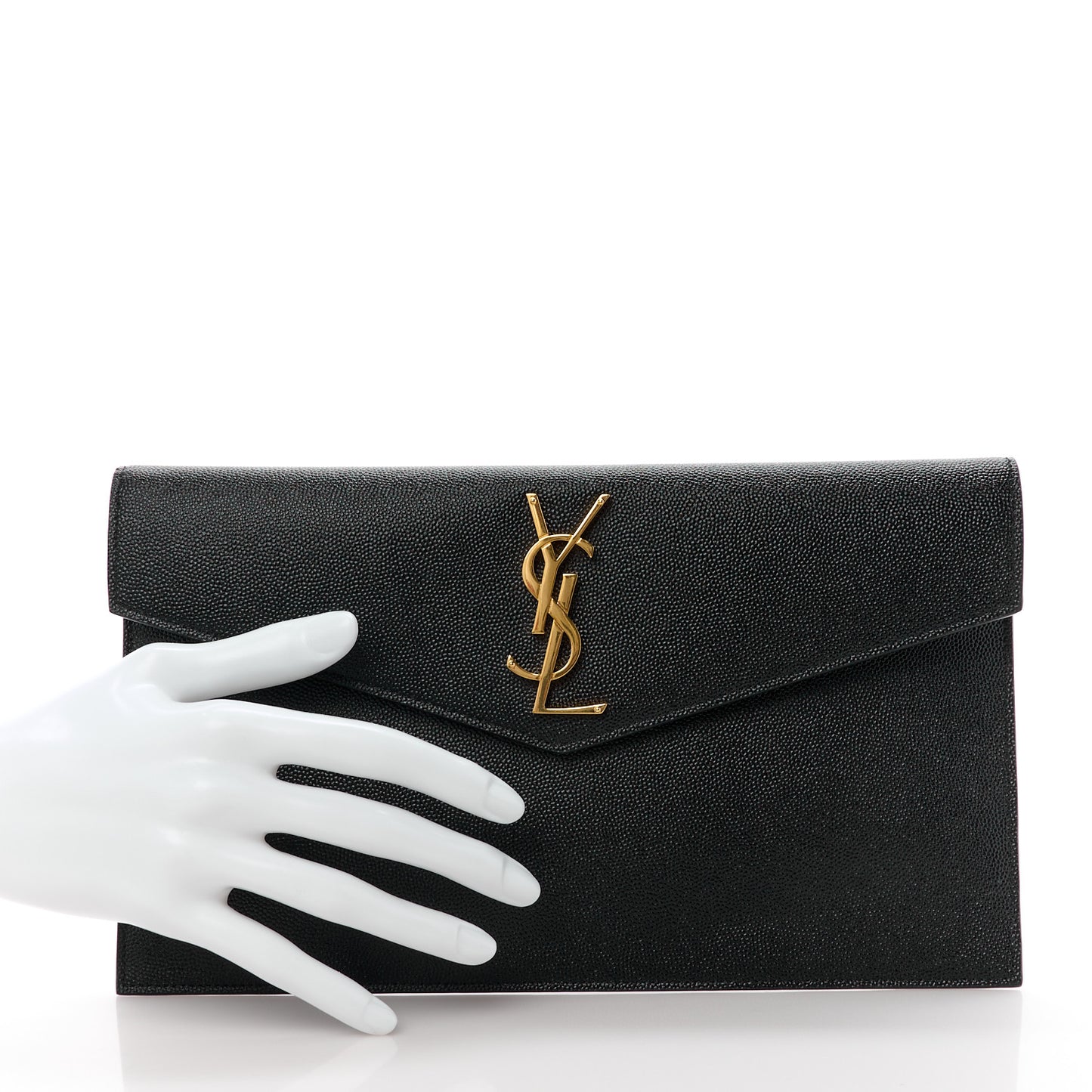SAINT LAURENT Grain De Poudre Uptown Pouch Black