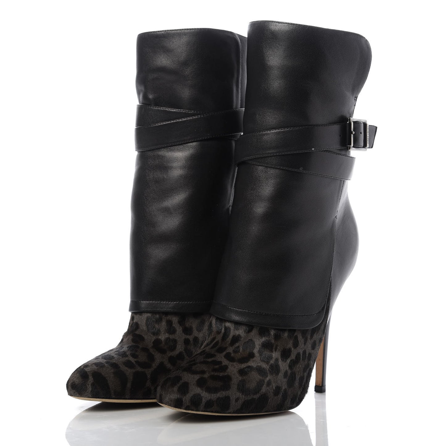 Pony Hair Leopard Nappa Blaine Boot 39.5 Smoke Black