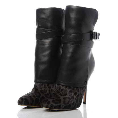 Jimmy Choo Pony Hair Leopard Nappa Blaine Boot 39.5 Smoke Black 3 of 9