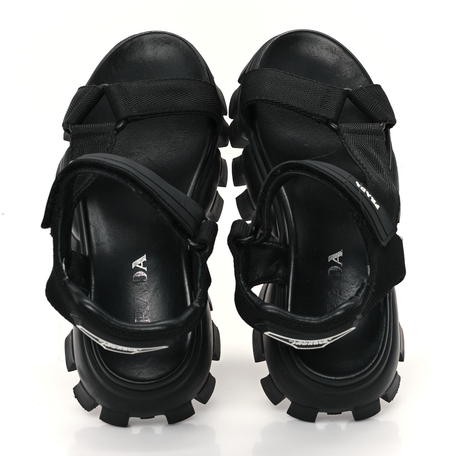 Prada Rubber Nylon Velcro Womens Cloudbust Thunder 50mm Sandals 37 Black 2 of 9