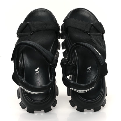 Prada Rubber Nylon Velcro Womens Cloudbust Thunder 50mm Sandals 37 Black 2 of 9