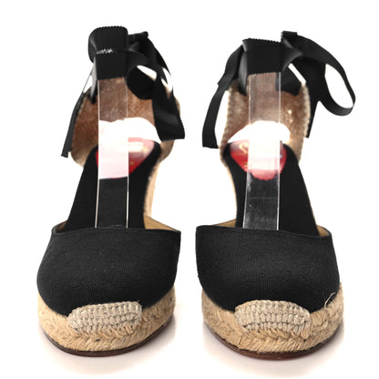 Christian Louboutin Canvas Brigitte Wedge Espadrille 39 Black 2 of 7