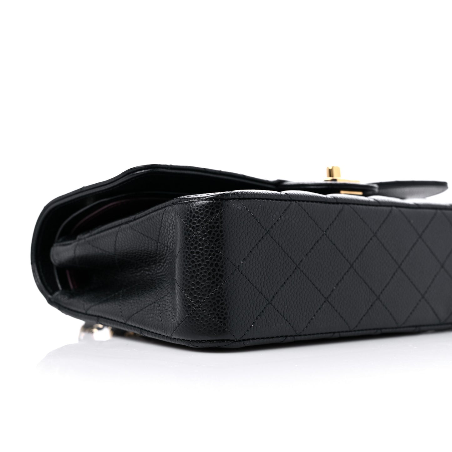 Caviar Quilted Medium Double Flap Black