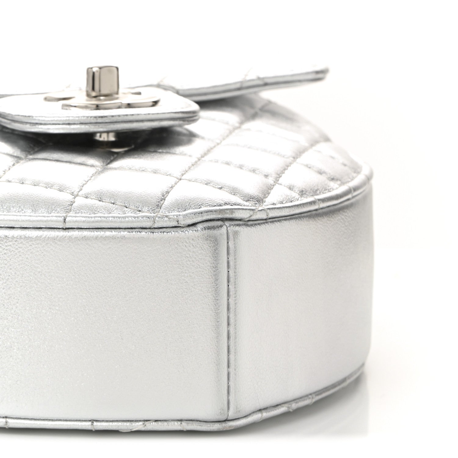Chanel Metallic Lambskin Quilted Large CC In Love Heart Bag Silver 9 of 11