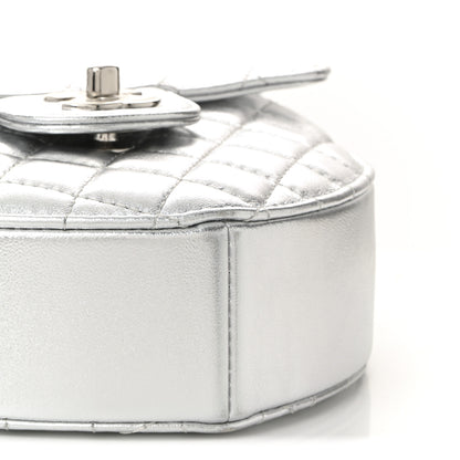 Chanel Metallic Lambskin Quilted Large CC In Love Heart Bag Silver 9 of 11