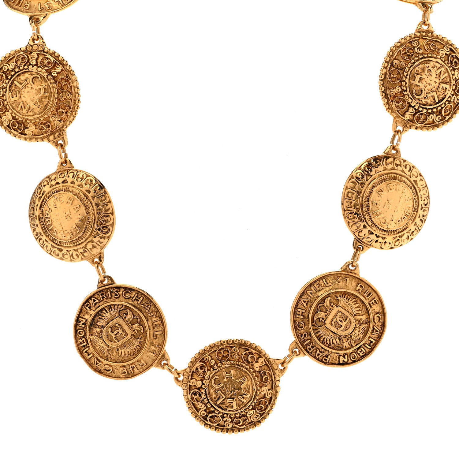 Chanel Metal CC Medallion Necklace Gold 1 of 7