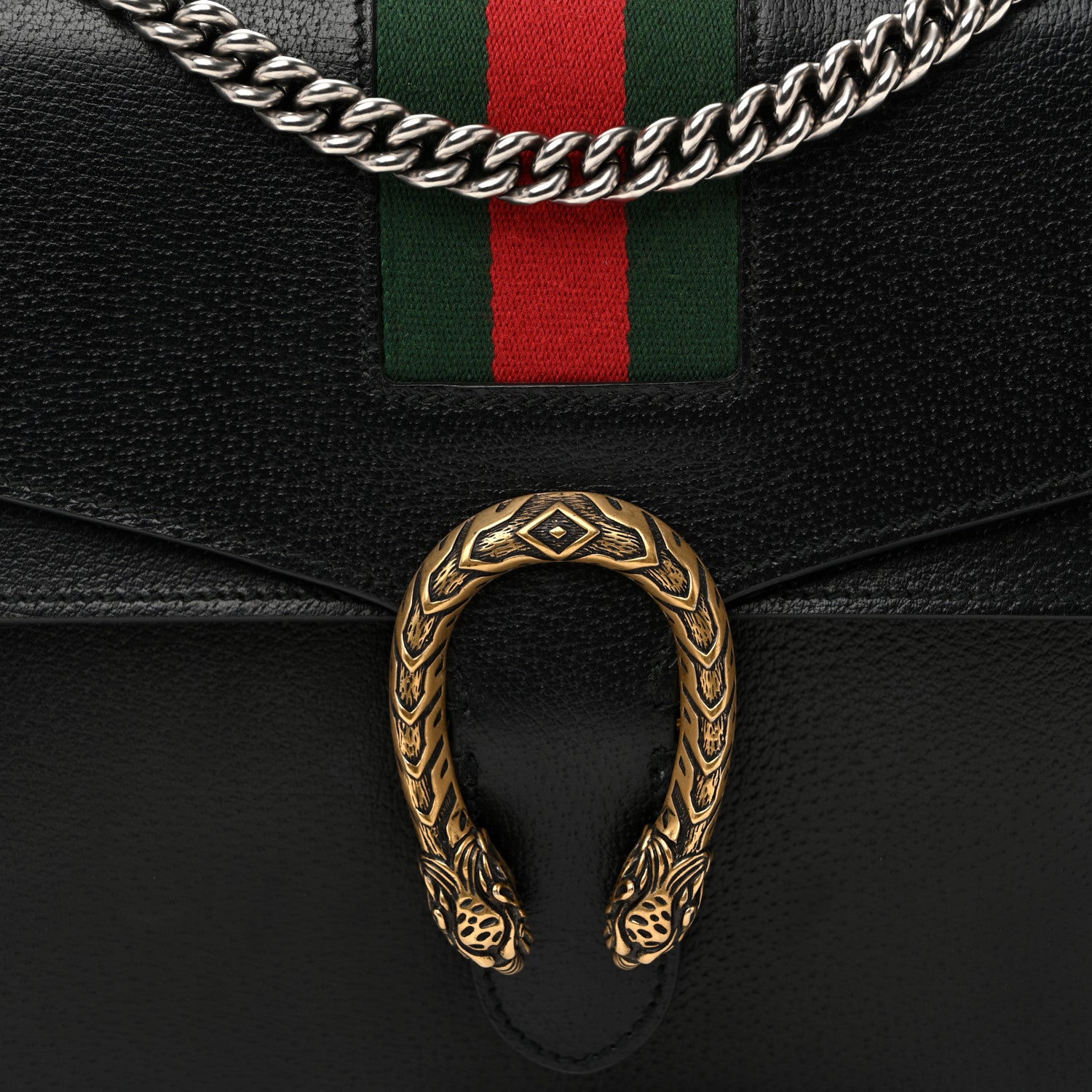Gucci Calfskin Web Medium Dionysus Shoulder Bag Black 8 of 11