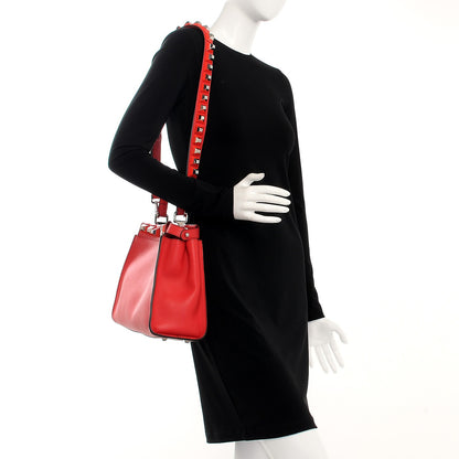 Fendi Vitello Seta Studded Medium Peekaboo Iconic Satchel Fiamma 2 of 8