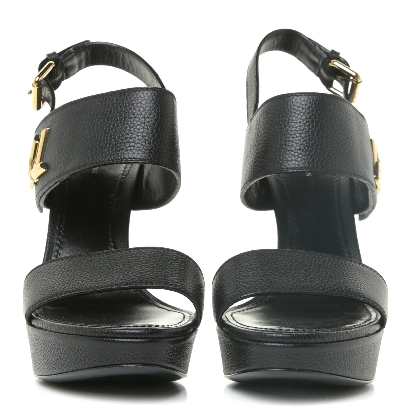 Grained Calfskin Horizon Platform Sandals 40 Black