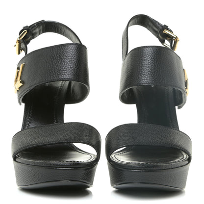 Louis Vuitton Grained Calfskin Horizon Platform Sandals 40 Black 2 of 18