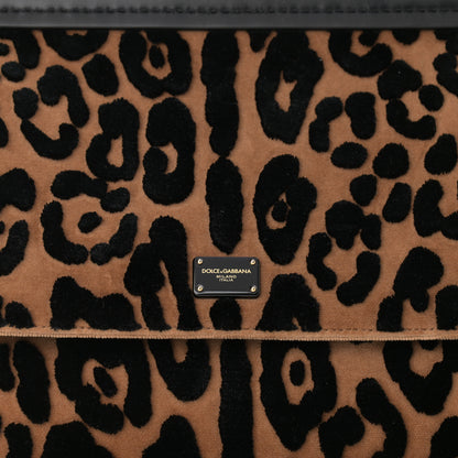 Dolce & Gabbana Velvet Leopard Print Miss Sicily Satchel Black 8 of 10