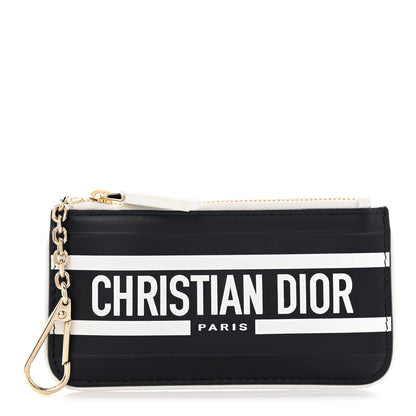 Christian Dior Calfskin Vibe Zip Key Wallet Blue White 1 of 7