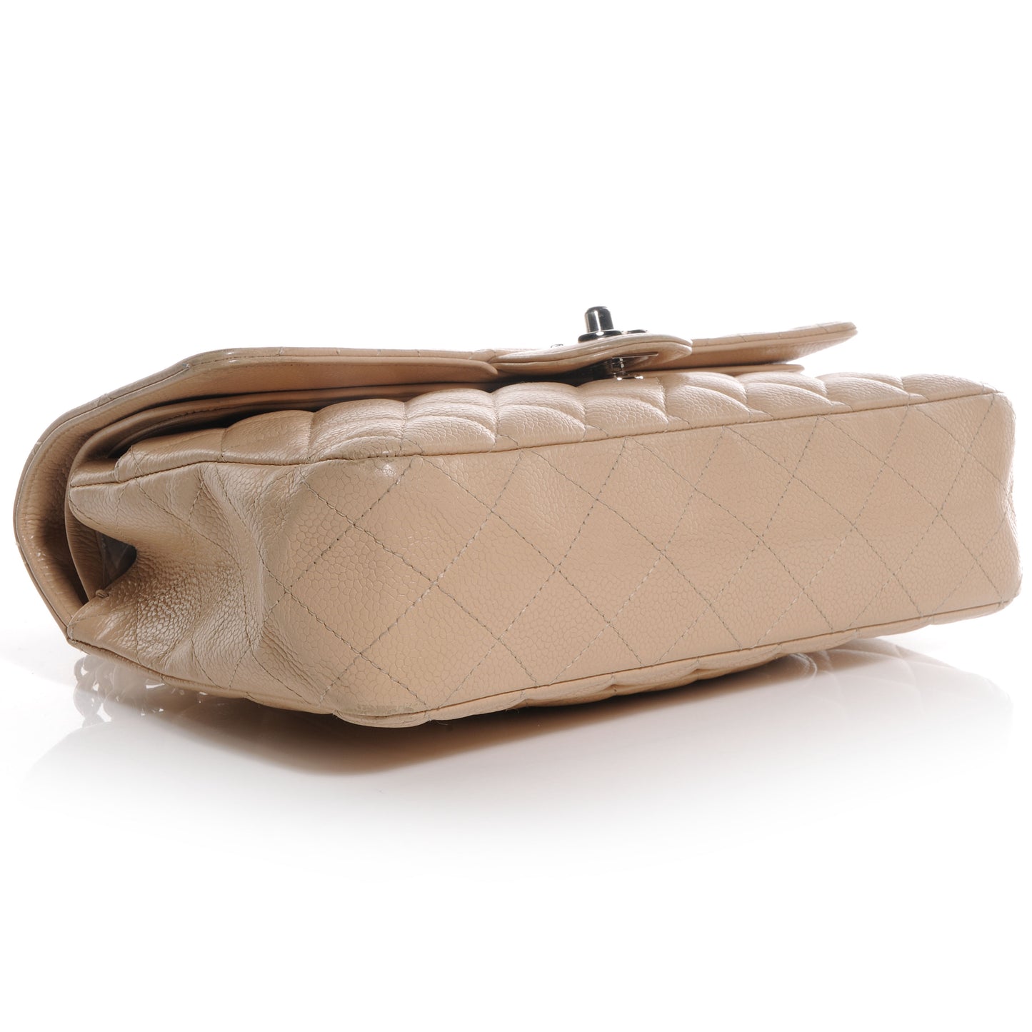 Caviar Quilted Medium Double Flap Beige Clair