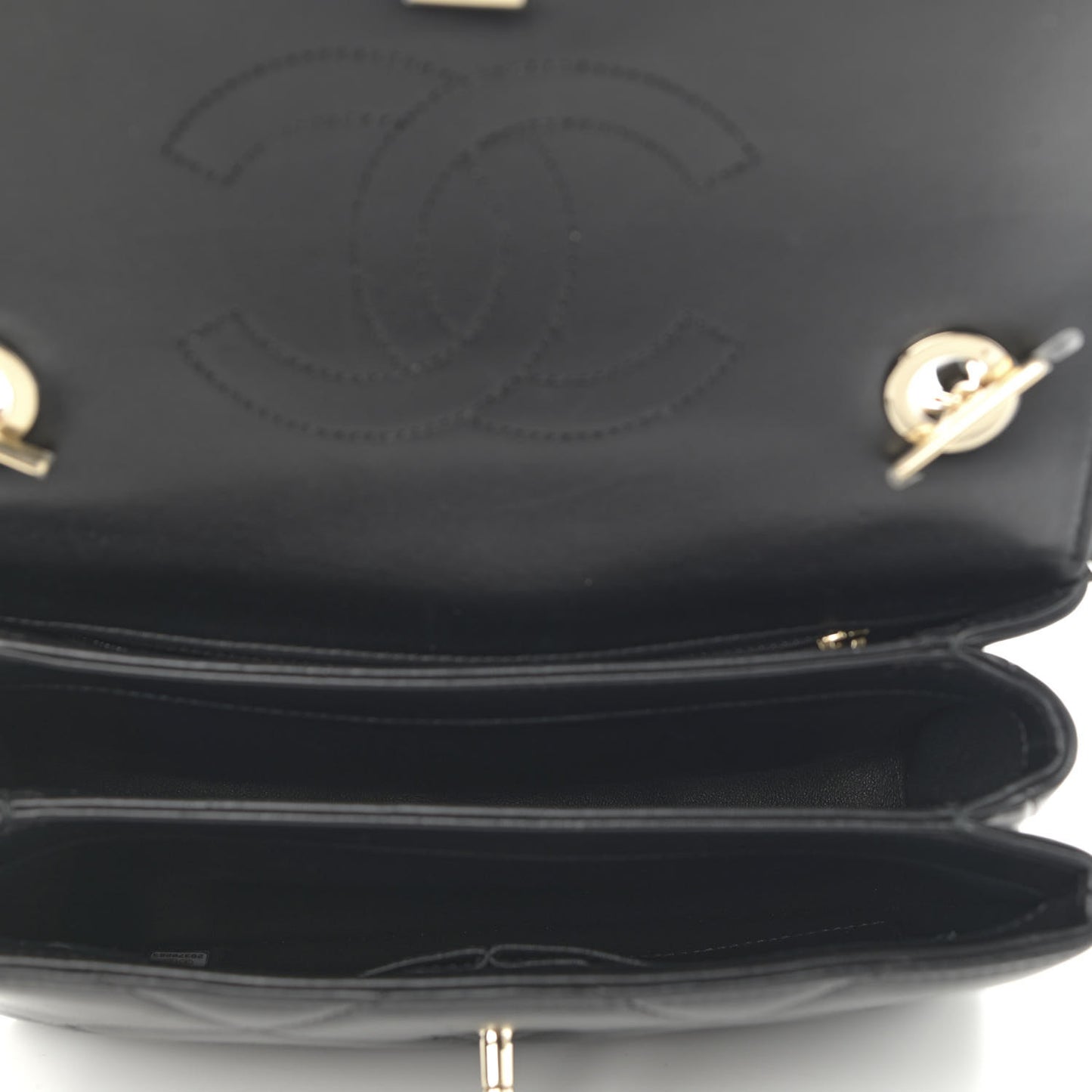 Lambskin Quilted Small Trendy CC Dual Handle Flap Bag Black