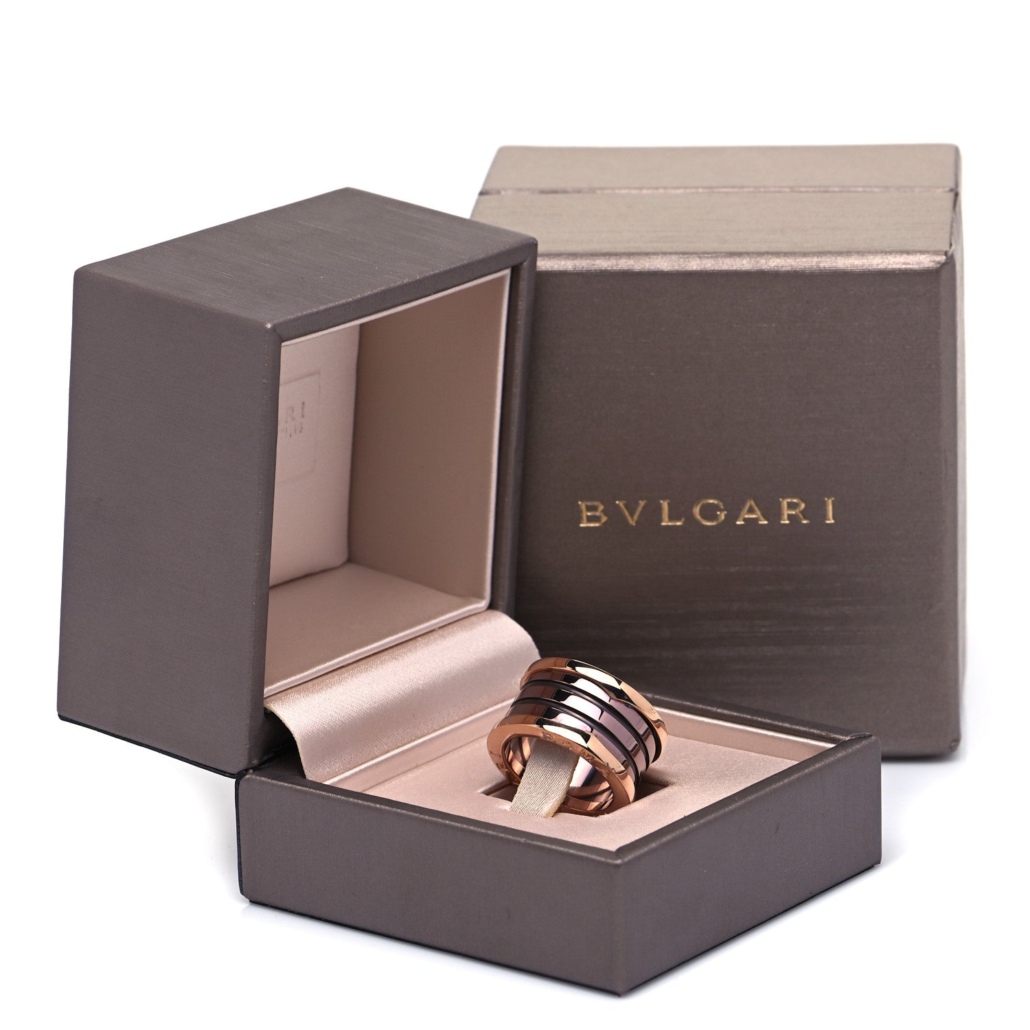 Bulgari 18K Rose Gold Bronze Cermet Roma B.Zero1 Four-Band Ring 51 5.75 14 of 14