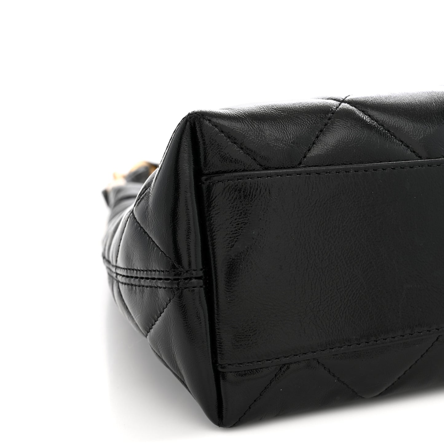 Shiny Crumpled Lambskin Quilted CC Funky Town Hobo Black