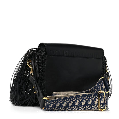 Christian Dior Grained Calfskin Large Fringe Bobby Flap Black 2 of 7