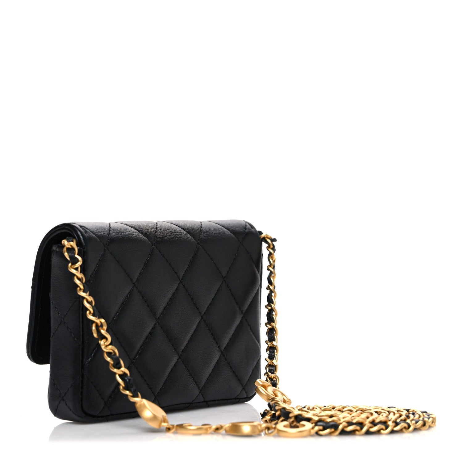 Chanel Lambskin Enamel Quilted Coco Hearts Clutch With Chain Black 3 of 11